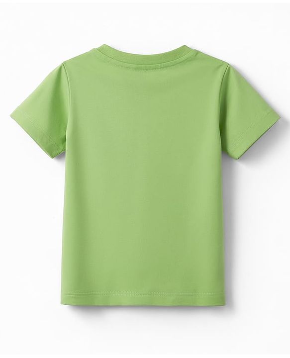 Babyhug Cotton Knit Half Sleeves T-Shirt with Teddy Patch - Multicolor