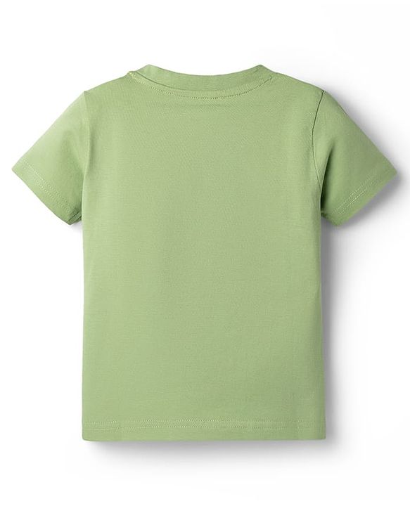 Babyhug Cotton Knit Half Sleeves Tee with Animal Applique Detailing Multi Color 9-12 Months