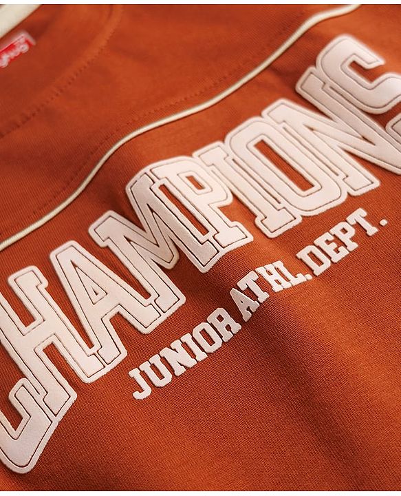 Babyhug Cotton Knit Half Sleeves T-Shirt with Champions Print - Multicolor