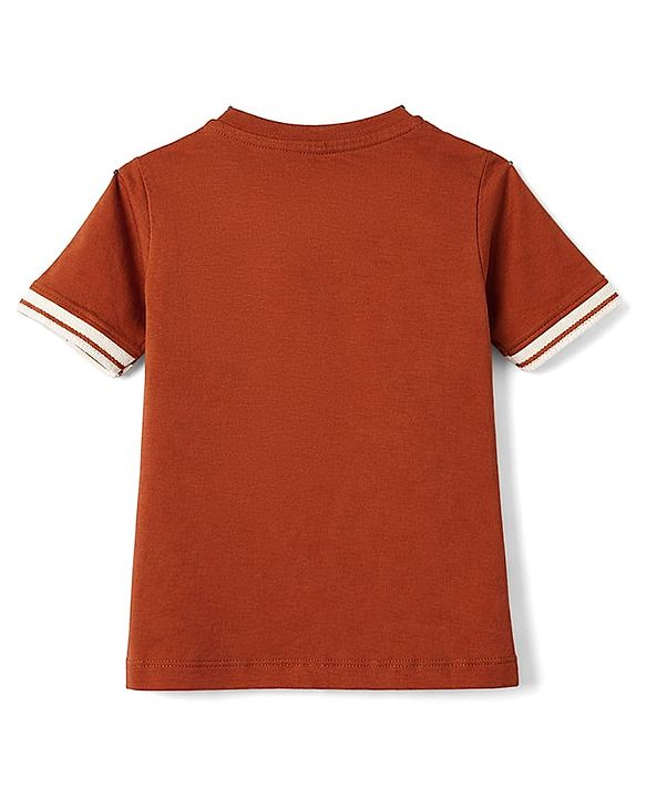 Babyhug Cotton Knit Half Sleeves T-Shirt with Champions Print - Multicolor