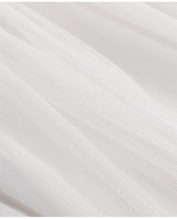 Babyhug Mesh Woven Sleeveless Frock with Floral Applique - White