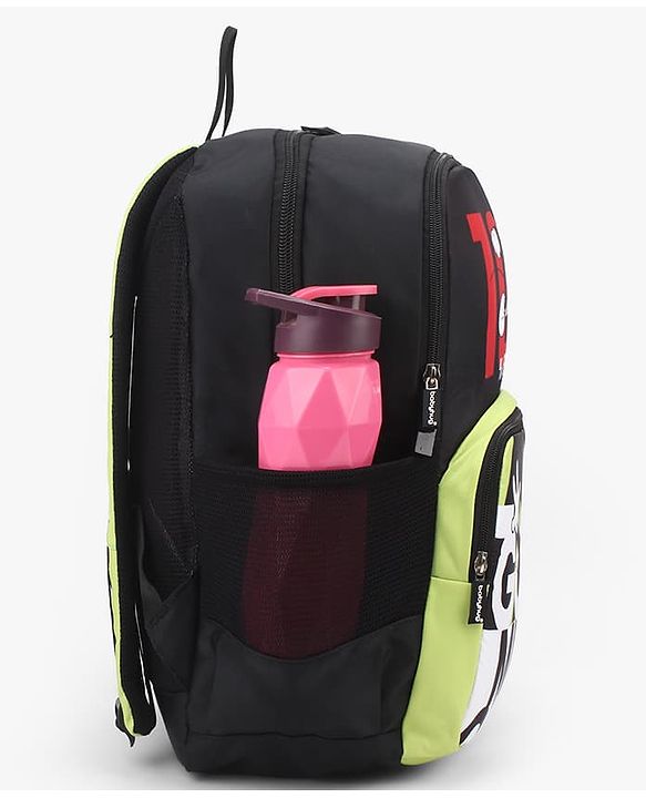 Babyhug Disney Mickey Mouse 16 inches 100% Effort School Backpack | 2 Main Compartment, 1 Front Pocket, 2 Side Bottle Pocket - Black