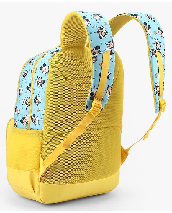 Babyhug Disney Mickey Mouse 16 inches 100% Effort School Backpack | 2 Main Compartment, 1 Front Pocket, 2 Side Bottle Pocket - Black