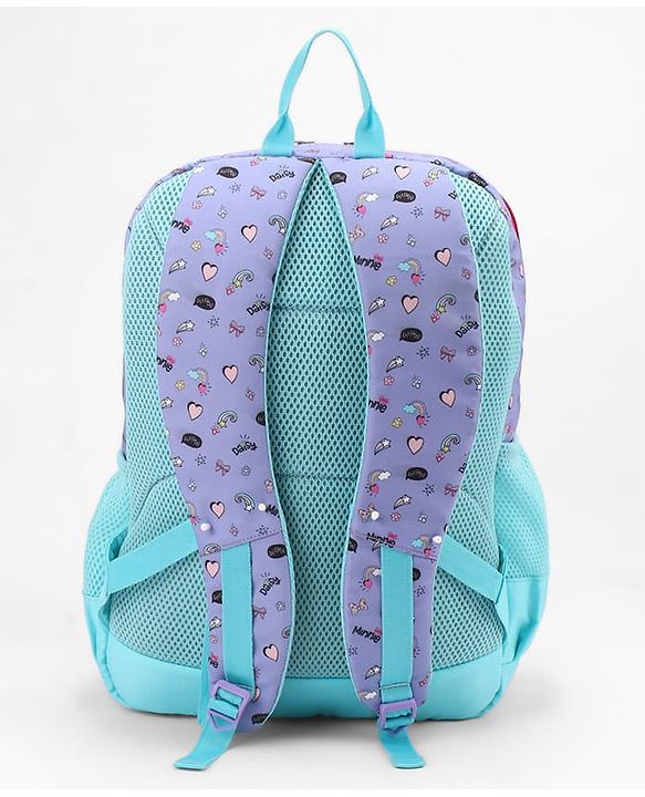 Babyhug Disney Minnie Mouse 16 inches I am awesome School Backpack | 2 Main Compartment , 1 Front Pocket, 2 Side Bottle Pocket - Blue Pink
