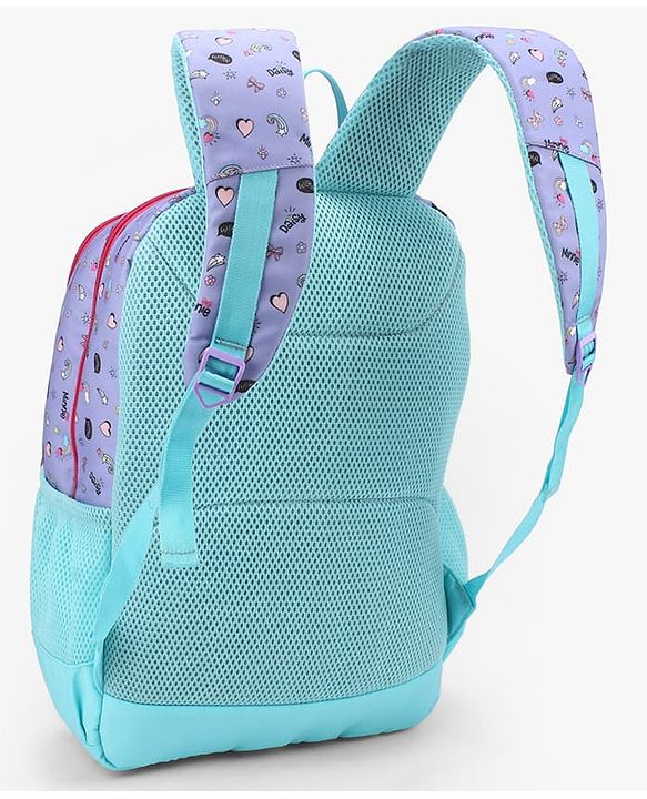 Babyhug Disney Minnie Mouse 16 inches I am awesome School Backpack | 2 Main Compartment , 1 Front Pocket, 2 Side Bottle Pocket - Blue Pink