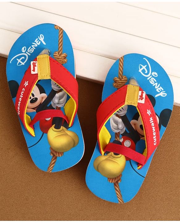 Cute Walk by Babyhug Disney Back Strap Closure Flip Flops With Mickey Mouse Print - Blue & Red