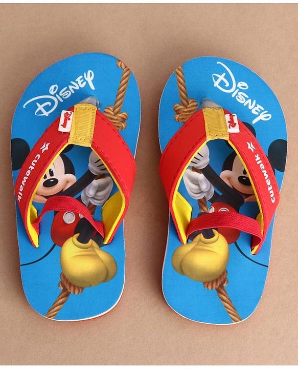 Cute Walk by Babyhug Disney Back Strap Closure Flip Flops With Mickey Mouse Print - Blue & Red