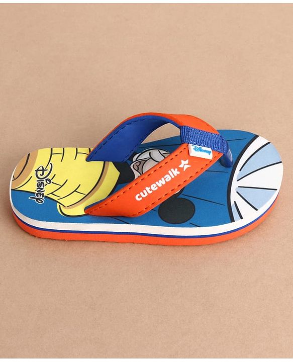 Cute Walk by Babyhug Disney Flip Flops With Mickey Mouse Print - Blue & Red