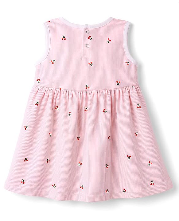Babyhug Single Jersey Knit Frocks with Bloomer/Short Sleeveless Cherry Print Pink 0-0 Months