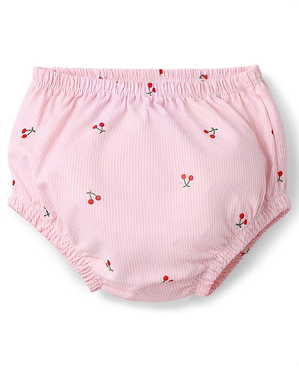 Babyhug Single Jersey Knit Frocks with Bloomer/Short Sleeveless Cherry Print Pink 0-0 Months