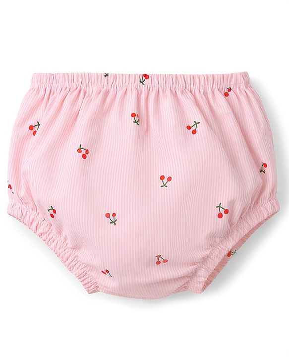 Babyhug Single Jersey Knit Frocks with Bloomer/Short Sleeveless Cherry Print Pink 0-0 Months