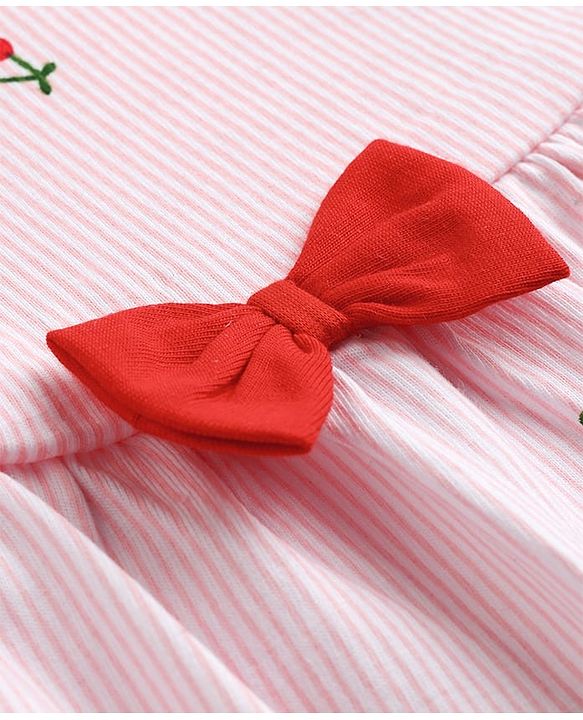 Babyhug Single Jersey Knit Frocks with Bloomer/Short Sleeveless Cherry Print Pink 0-0 Months