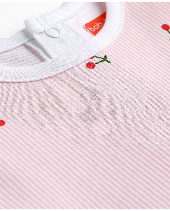 Babyhug Single Jersey Knit Frocks with Bloomer/Short Sleeveless Cherry Print Pink 0-0 Months