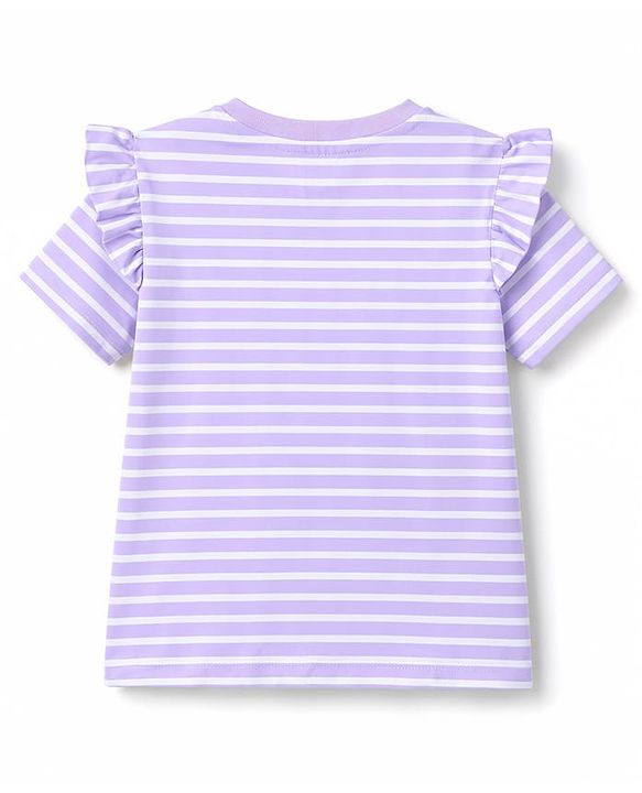 Babyhug Cotton Knit T-Shirt Half Sleeves Striped with Unicorn Graphic Multi Color 6-9 Months