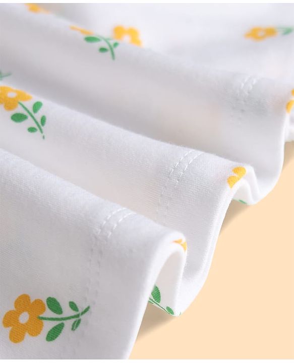 Babyhug Cotton Woven Frocks with Bloomer/Short Frill Sleeves Peter Pan Collar All Over Floral Print White Newborn