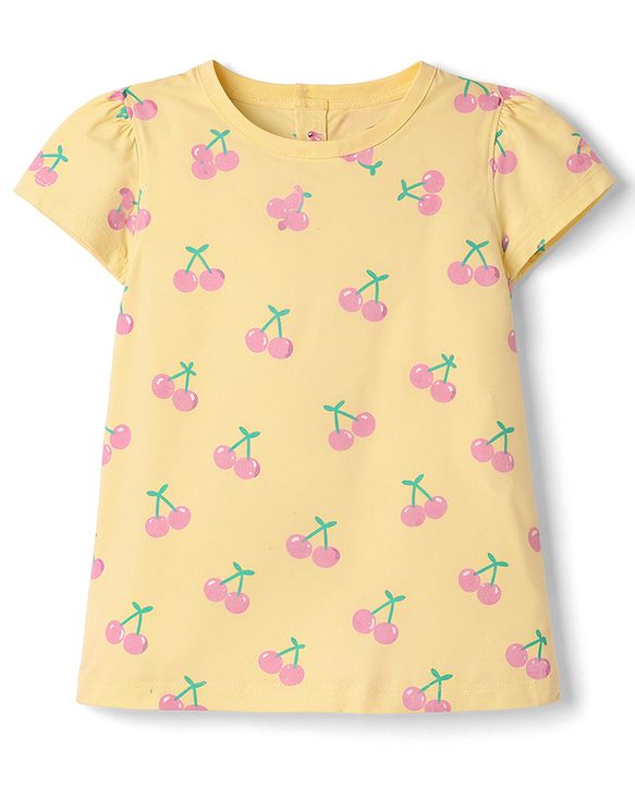 Babyhug 100% Cotton Knit Half Cap Sleeves T-Shirts with Fruit Print Pack of 3 - Multicolor