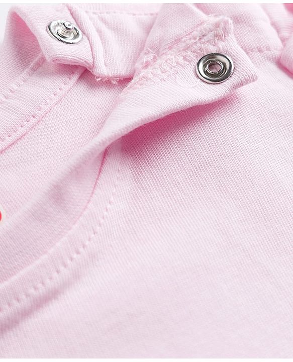 Babyhug Cotton Knit T-Shirt with Graphic Print and Ruffled Sleeves Pink 6-9 Months