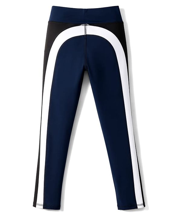 Pine Active Knit Full Length Solid Leggings - Navy Blue