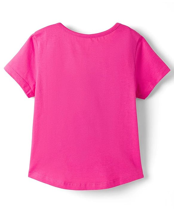 Pine Kids Cotton Knit Half Sleeves T-Shirt & Pyjama Night Suit With Floral Print - Fuchsia