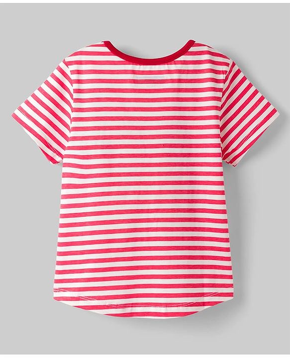 Pine Kids Cotton Knit Half Sleeves Top & Pyjama Night Suit with Bunny Print - White