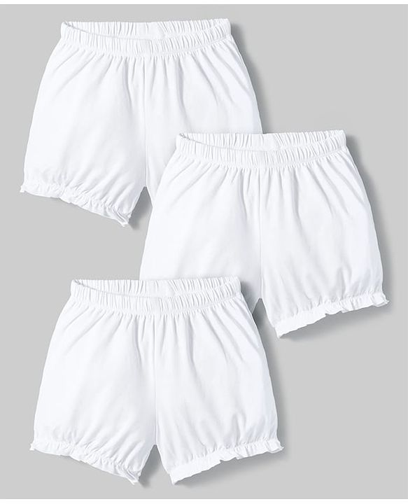 Pine Kids Cotton Lycra Knit Solid Bloomers Pack Of 3 - White