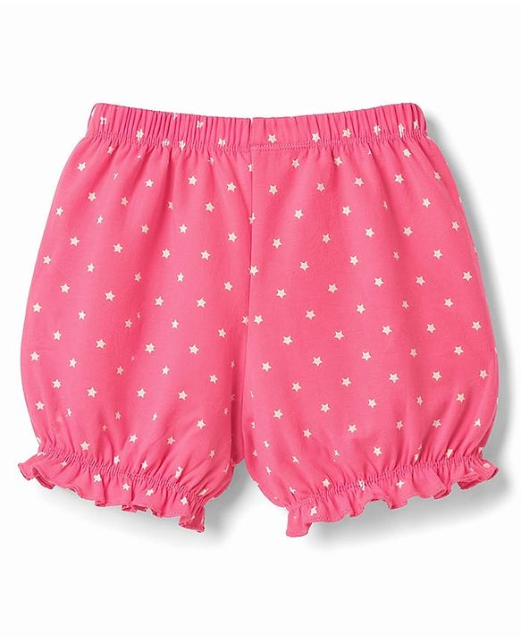 Pine Kids Cotton Lycra Knit Bloomers With Floral & Star Print  Pack of 3 - Multicolor