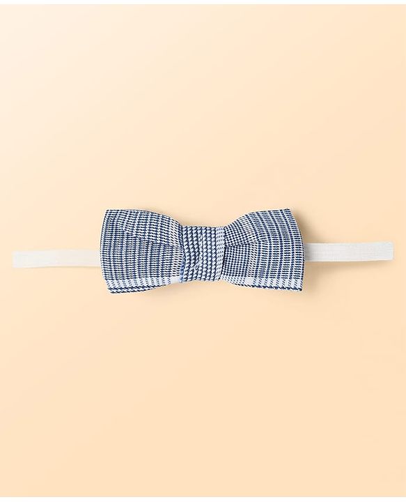 Babyhug Cotton Knit Half Sleeves T-Shirt & Shorts With Attached Checks Waistcoat & Bow - Blue