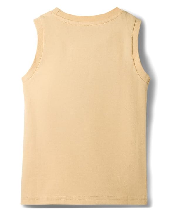 Babyhug Single Jersey Knit Sleeveless T-Shirt & Shorts Set with Animal Print - Light Brown & Yellow