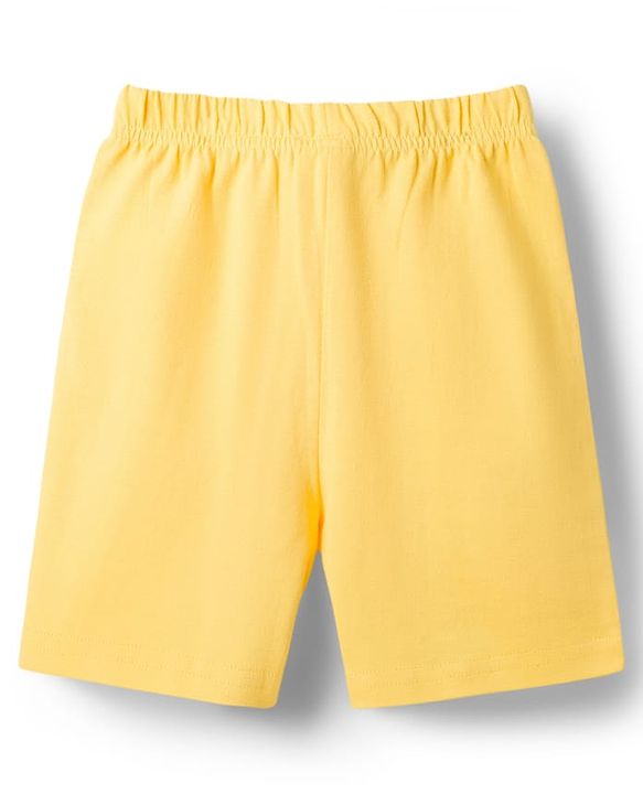 Babyhug Single Jersey Knit Sleeveless T-Shirt & Shorts Set with Animal Print - Light Brown & Yellow