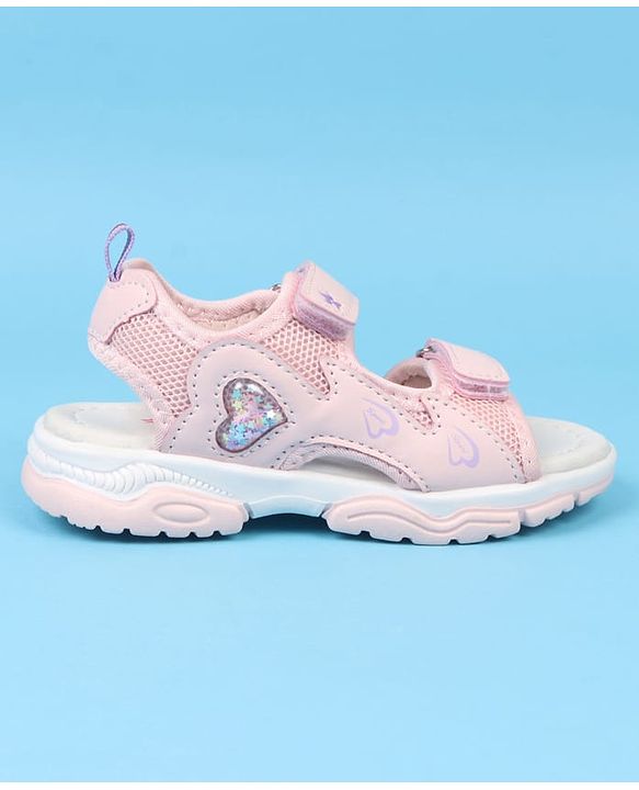 Cute Walk by Babyhug Velcro Closure Sandals With Heart Print - Pink