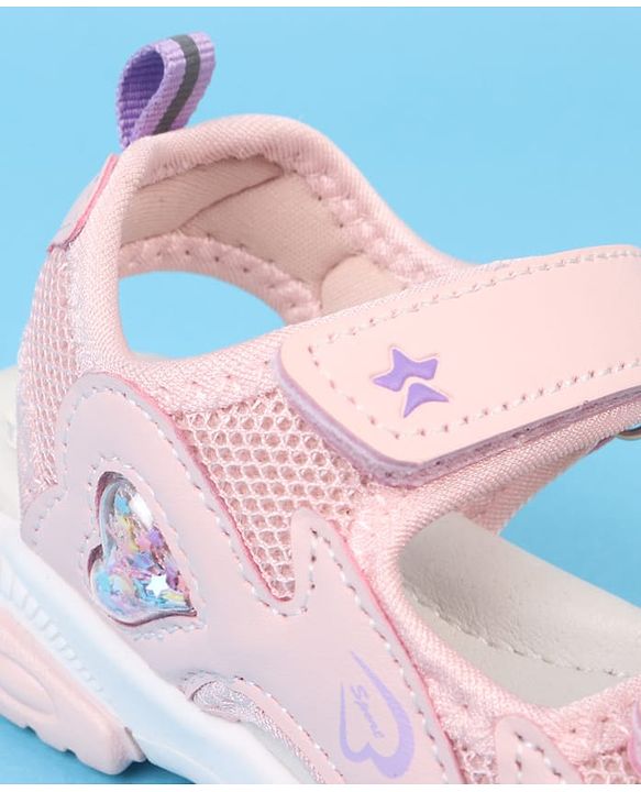 Cute Walk by Babyhug Velcro Closure Sandals With Heart Print - Pink