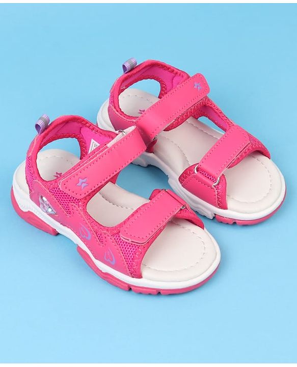 Cute Walk by Babyhug Velcro Closure Sandals With Heart Print - Pink