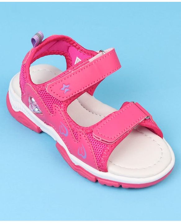 Cute Walk by Babyhug Velcro Closure Sandals With Heart Print - Pink