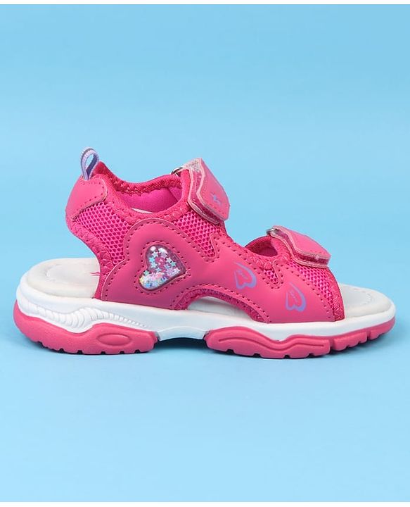 Cute Walk by Babyhug Velcro Closure Sandals With Heart Print - Pink