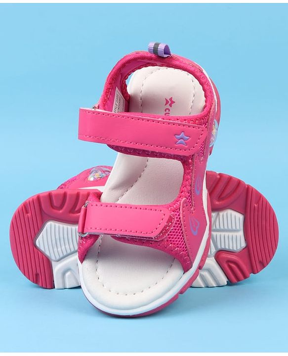 Cute Walk by Babyhug Velcro Closure Sandals With Heart Print - Pink