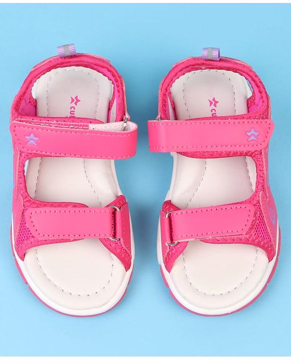 Cute Walk by Babyhug Velcro Closure Sandals With Heart Print - Pink