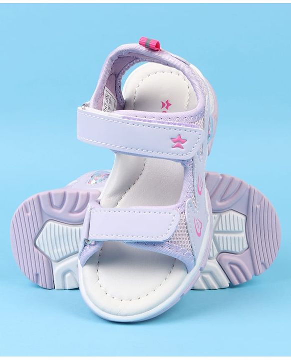 Cute Walk by Babyhug Velcro Closure Sandals With Heart Print - Pink