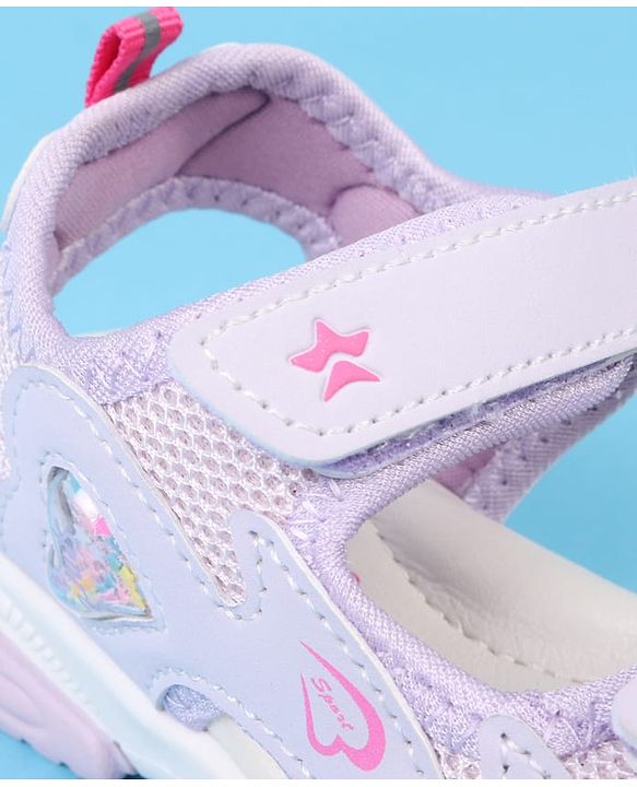 Cute Walk by Babyhug Velcro Closure Sandals With Heart Print - Pink