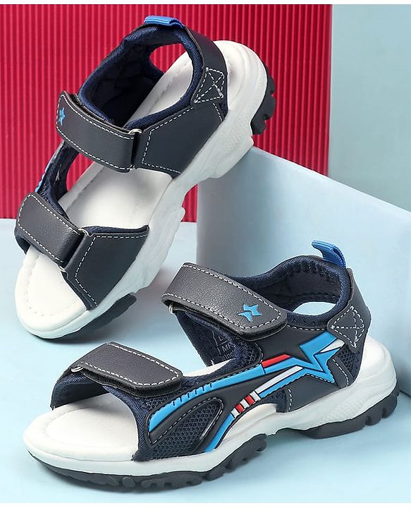 Cute Walk by Babyhug Velcro Closure Solid Sandals - Navy Blue