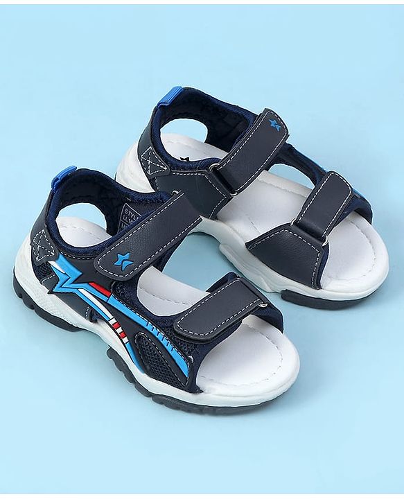 Cute Walk by Babyhug Velcro Closure Solid Sandals - Navy Blue