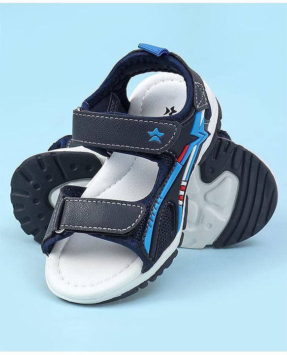 Cute Walk by Babyhug Velcro Closure Solid Sandals - Navy Blue