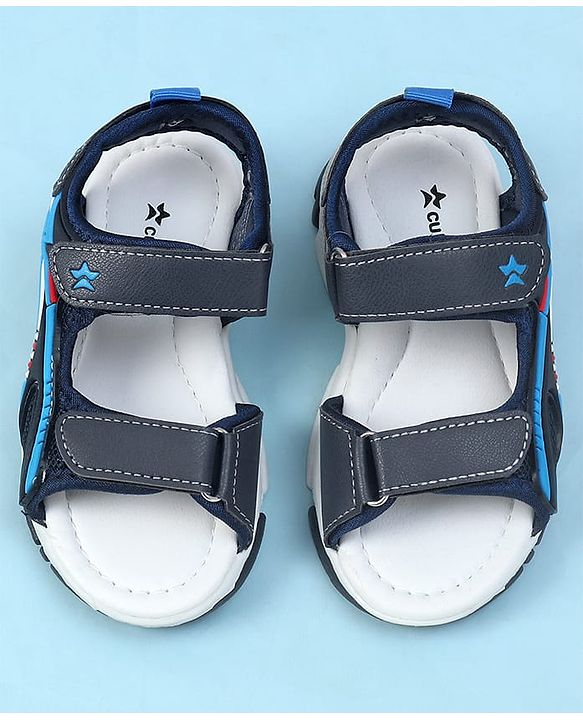 Cute Walk by Babyhug Velcro Closure Solid Sandals - Navy Blue