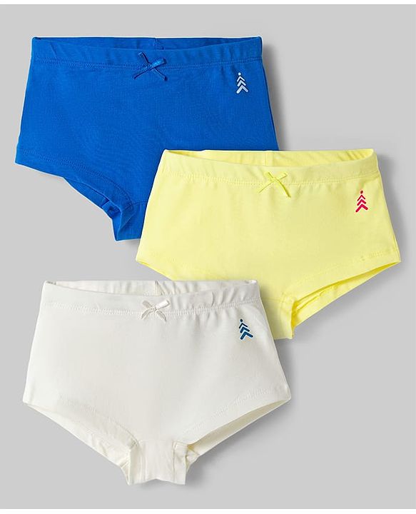 Pine Kids Cotton Lycra Knit Hipsters With Logo Print Pack Of 3 ( Colour May Vary )