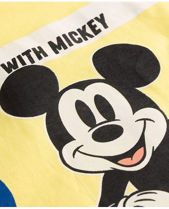 Pine Kids Cotton Knit T-Shirt Half Sleeves with Mickey Mouse & Friends Graphics Yellow 4-5 Years