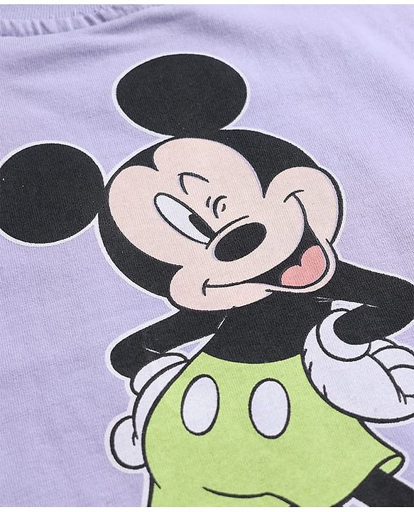 Pine Kids Disney Cotton Knit T-Shirt Half Sleeves with Mickey Mouse Print Purple 4-5 Years