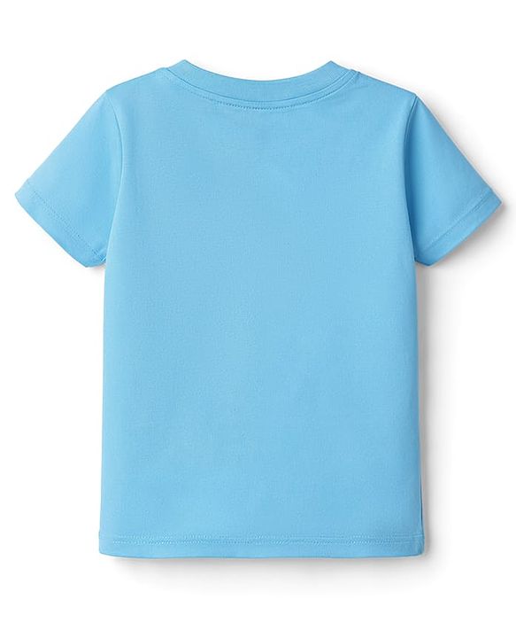 Babyhug Single Jersey Knit Half Sleeves T-Shirt & Shorts Set with Animal Print - Blue & Orange