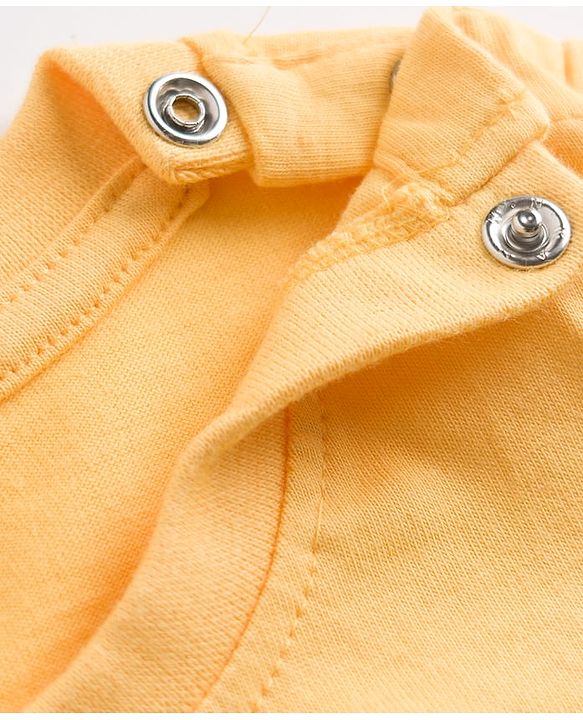 Babyhug Single Jersey Knit Half Sleeves T-Shirt & Shorts Set With Teddy Print - Yellow & Blue