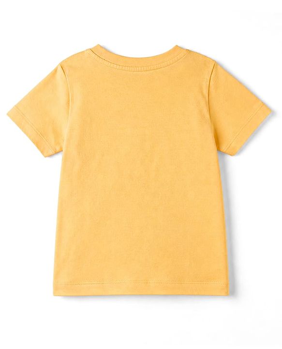 Babyhug Single Jersey Knit Half Sleeves T-Shirt & Shorts Set With Teddy Print - Yellow & Blue