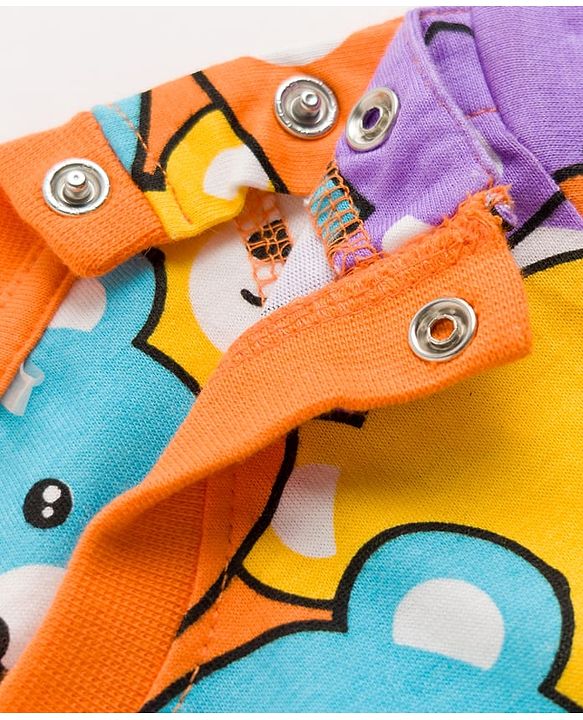 Babyhug Cotton Knit Half Sleeves T-Shirt & Short Night Suit with Bear Print - Mutlicolour