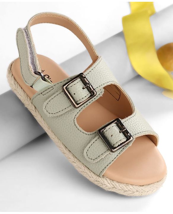 Pine Kids Velcro Closure Solid Sandals - Green
